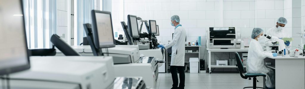 Scientists conducting research in a state-of-the-art laboratory with advanced equipment.